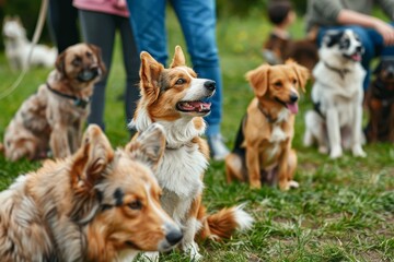 Dogs and their owners in obedience class