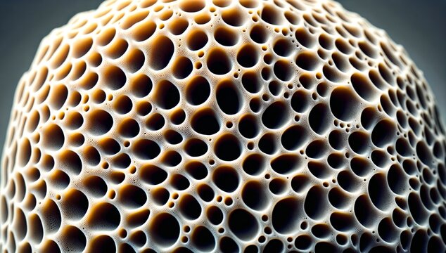Detailed Natural Sponge Close-Up, with numerous small, closely-packed holes. Trypophobia.