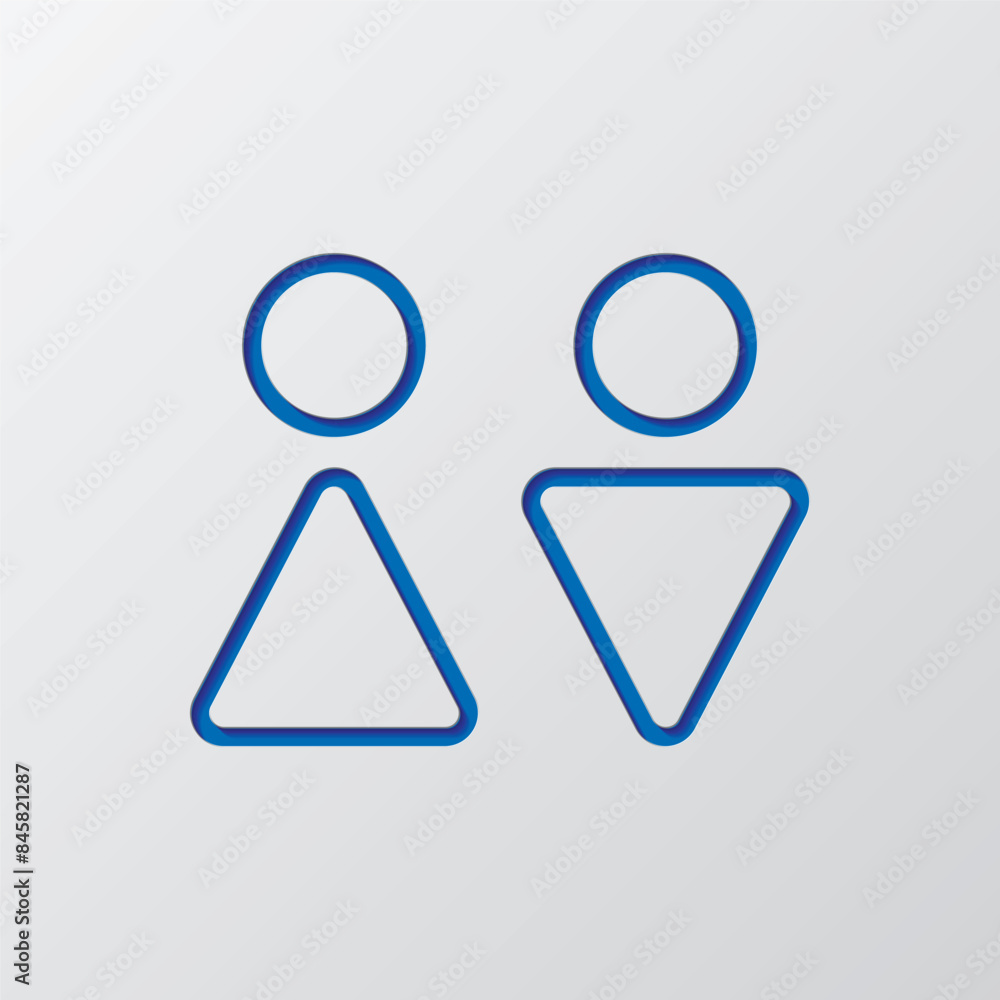 Poster wc simple icon vector. flat design. paper cut design. cutted blue symbol with shadow. gray backgroun