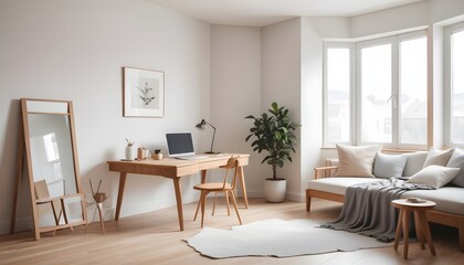 inimalist interior design style, futuristic home office, sleek furniture, state of the art technology