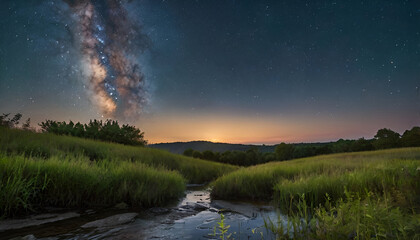 stream against the background of the summer night sky