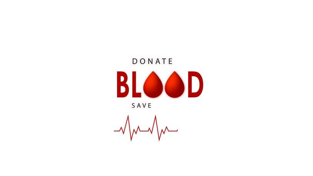 Life Flows from Your Veins, Donate Blood with 4k video, white background flat animation