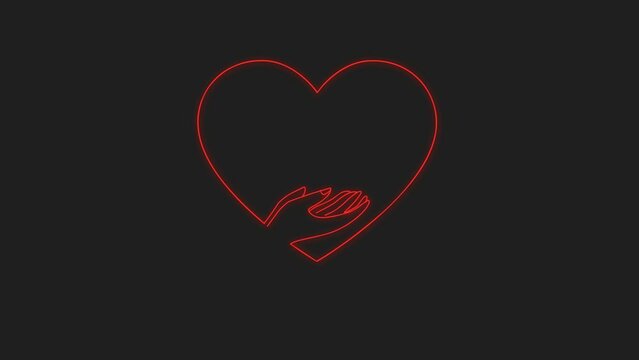 Healing Heart with 4k video, alpha background, Flat animation