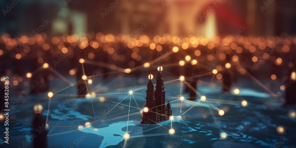 Poster analyzing global network structure for data exchange, hiring outsourcing, and customer service deliv