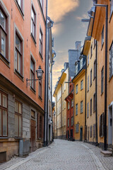 Street in Gamla Stan, Stockholm, Sweden. Gamla Stan is the oldest part of the city.