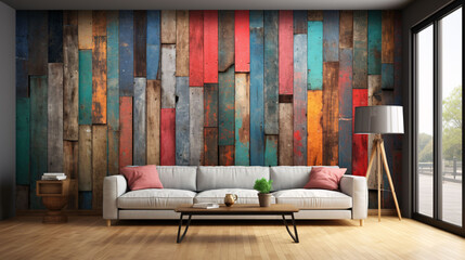 Multicolour Rustic Digital Wall