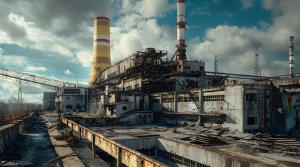 Obraz premium Chernobyl disaster: ruins of the city