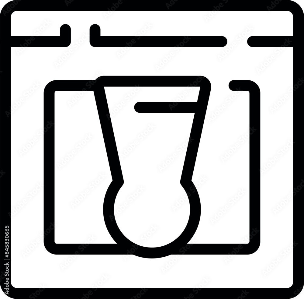 Poster line drawing of a website with a light bulb icon, representing the concept of finding ideas online