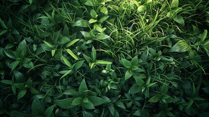 Lush Green Foliage Texture - Natural Background with Vibrant Plant Leaves