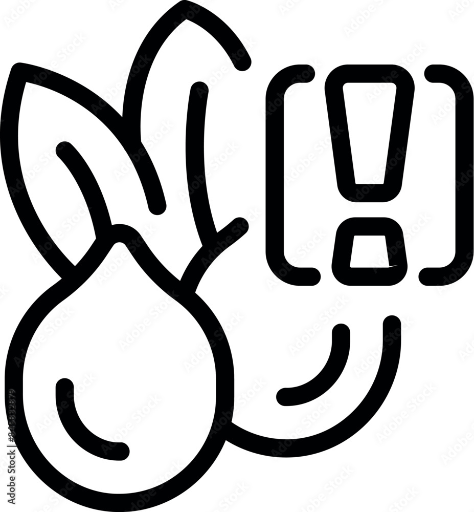 Aufkleber line art icon of genetically modified onion with exclamation point warning sign representing potenti