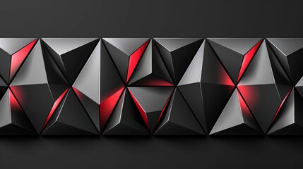 Modern Geometric Abstract Background with Red and Black Triangular Shapes