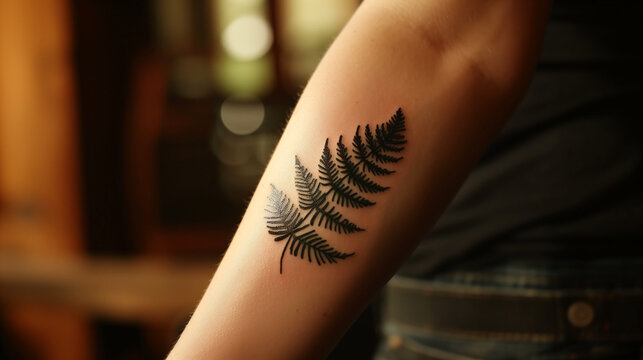 Fern leaf tattoo on forearm