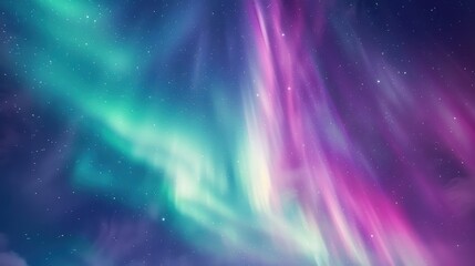 Fototapeta premium Vibrant display of the aurora borealis, also known as the northern lights, with a starry night sky as the backdrop