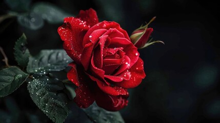 Red Rose on black backdrop