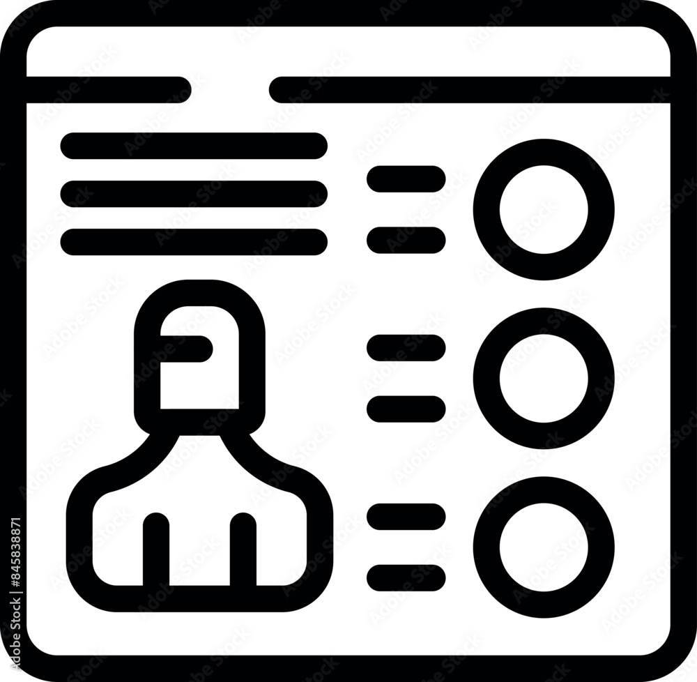 Poster simple icon of online survey showing a businessman filling out customer satisfaction form with check