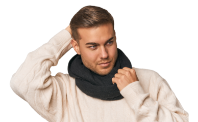 Close-up of a young Caucasian man's face, capturing detailed expression