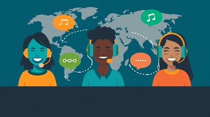 Multilingual customer service professional assisting diverse clients in an office setting