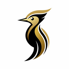 a minimalist golden Woodpecker logo vector art illustration