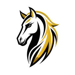 a minimalist logo vector art illustration with a points horse head logo,