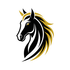 a minimalist logo vector art illustration with a points horse head logo,