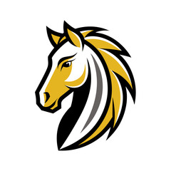 a minimalist logo vector art illustration with a points horse head logo,