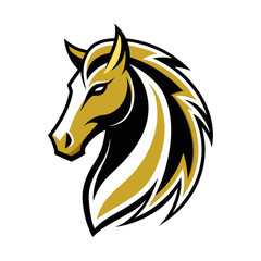 a minimalist logo vector art illustration with a points horse head logo,