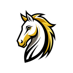 a minimalist logo vector art illustration with a points horse head logo,