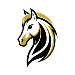 a minimalist logo vector art illustration with a points horse head logo,