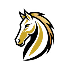 a minimalist logo vector art illustration with a points horse head logo,