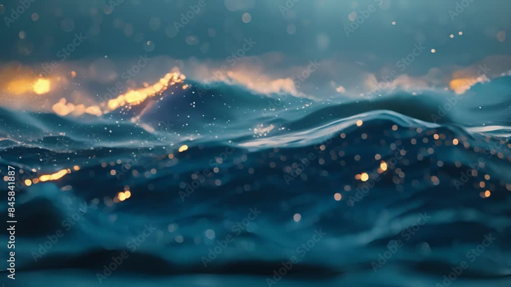 Poster a surreal landscape of crypto currency waves with digital ocean currents intertwining with each othe