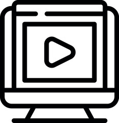 Simple outline icon representing a desktop computer displaying a video streaming platform interface