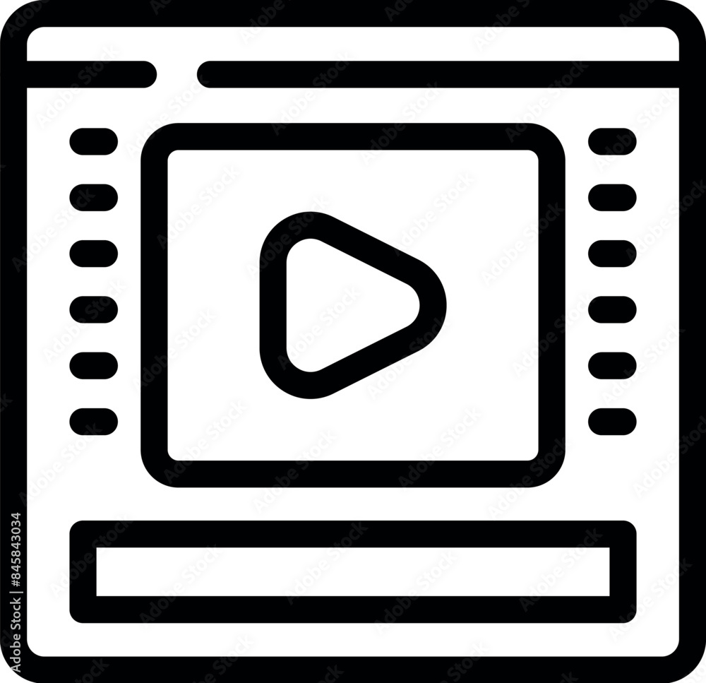 Poster digital video editing software interface with a play button and timeline for professional content cr