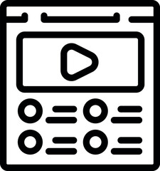 Simple outline icon representing a video player interface with control buttons
