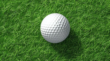 A white golf ball sits on a lush green fairway. The ball is in focus, and the grass is slightly blurred, giving the image a soft, dreamy look.