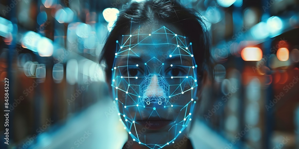 Aufkleber enhancing warehouse security with biometric systems using facial recognition or iris scanning. conce