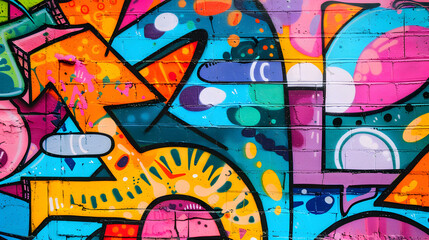 Wall with bright graffiti