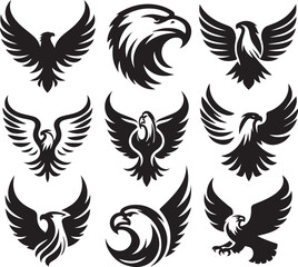  set of eagle hade logo vector illustration  