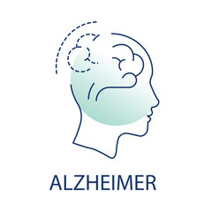 Alzheimer Icon - Cognitive Decline, Memory Loss, and Brain Health Symbol.