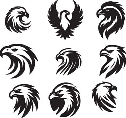  set of eagle hade logo vector illustration  