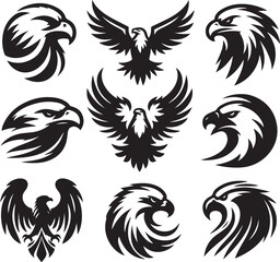  set of eagle hade logo vector illustration  