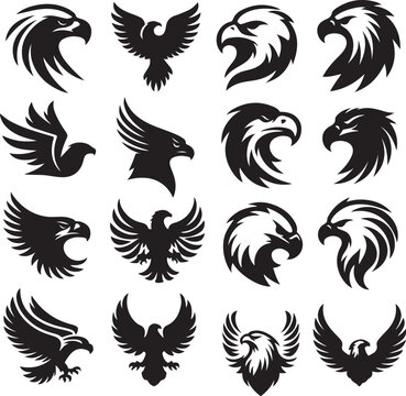 set of eagle hade logo vector illustration