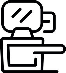 Obraz premium Linear icon of medical equipment showing an empty hospital bed in a modern clinic room