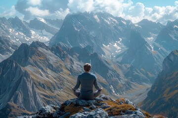 Serene Meditation in High Mountains