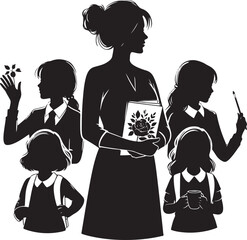 Happy Teachers day silhouette vector illustration