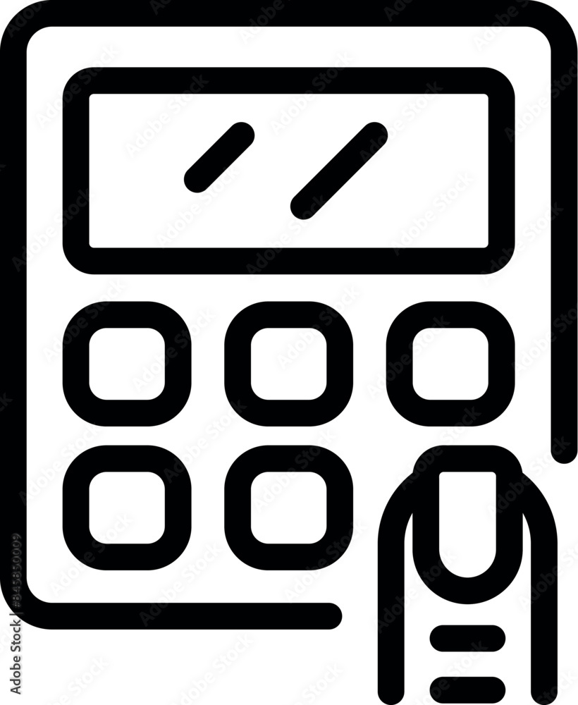 Aufkleber person is calculating and managing finances using a calculator