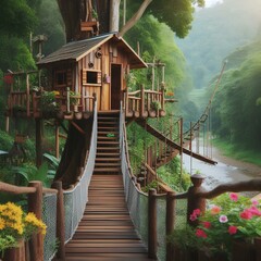  Wooden structure on the footbridges