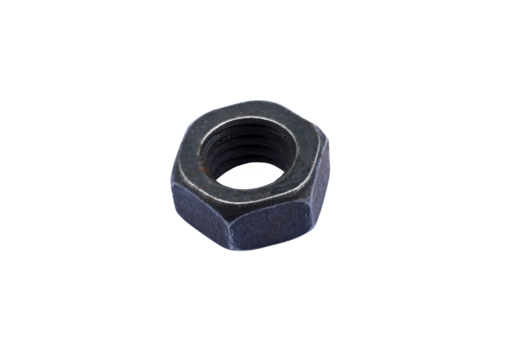 A steel hexagon nut isolated on the transparent background