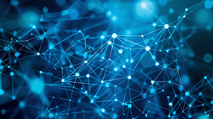 Abstract Network Connections with Blue-Toned Dots and Lines Ai Generative