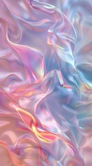 Obraz premium Pastel Iridescent Fabric. A close-up of pastel iridescent fabric, showcasing its soft and delicate texture with a colorful and shiny appearance.