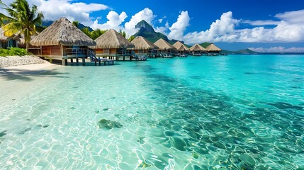 Beautiful beach with water bungalows